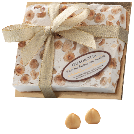 Nougat croquant aux noisettes, réalisé uniquement à partir des noisettes du Piémont IGP.