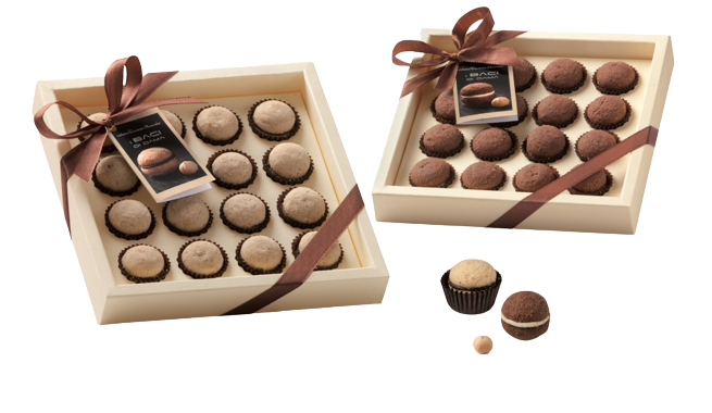 Deux saveurs disponibles : Baci di dama tradition et Baci di dama cacao.